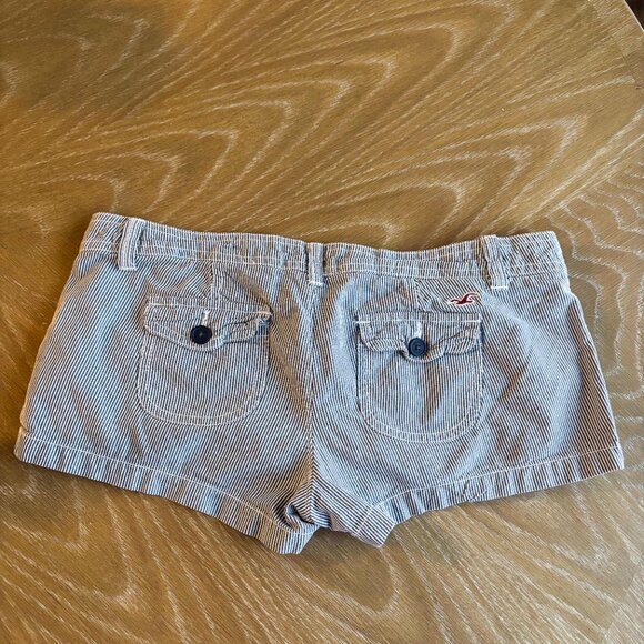 Y2K Hollister Super Low Rise Micro Mini Blue Stripe Shorts - Picture 4 of 5